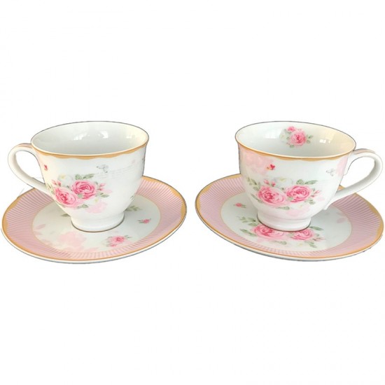 ΣΕΤ ΦΛΥΤΖΑΝΙΑ ΤΣΑΓΙΟΥ 2 ΤΕΜ  ENGLISH PORCELAIN FLORAL FLOWER 380ML