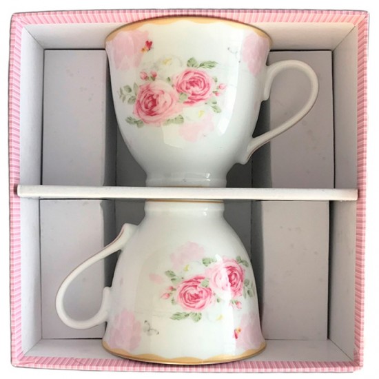 ΣΕΤ ΦΛΥΤΖΑΝΙΑ ΤΣΑΓΙΟΥ 2 ΤΕΜ  ENGLISH PORCELAIN FLORAL FLOWER 380ML