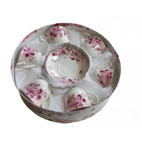 ΦΛΥΤΖΑΝΙΑ ΤΣΑΓΙΟΥ ΠΟΡΣΕΛΑΝΗΣ ΣΕΤ 6 ΤΕΜ ΣΕ ΚΑΠΕΛΙΕΡΑ VINTAGE FLOWERS